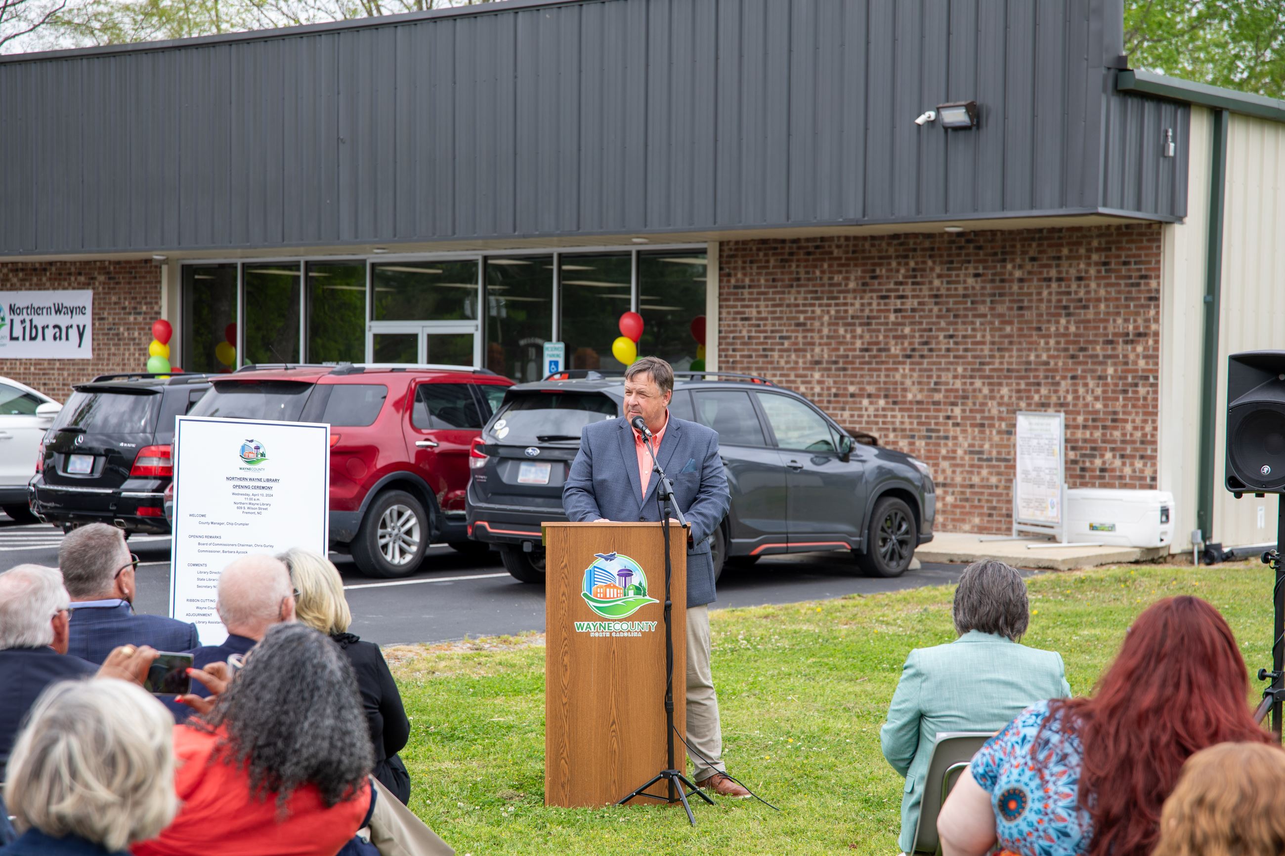 County Manager Chip Crumpler speaking at podium
