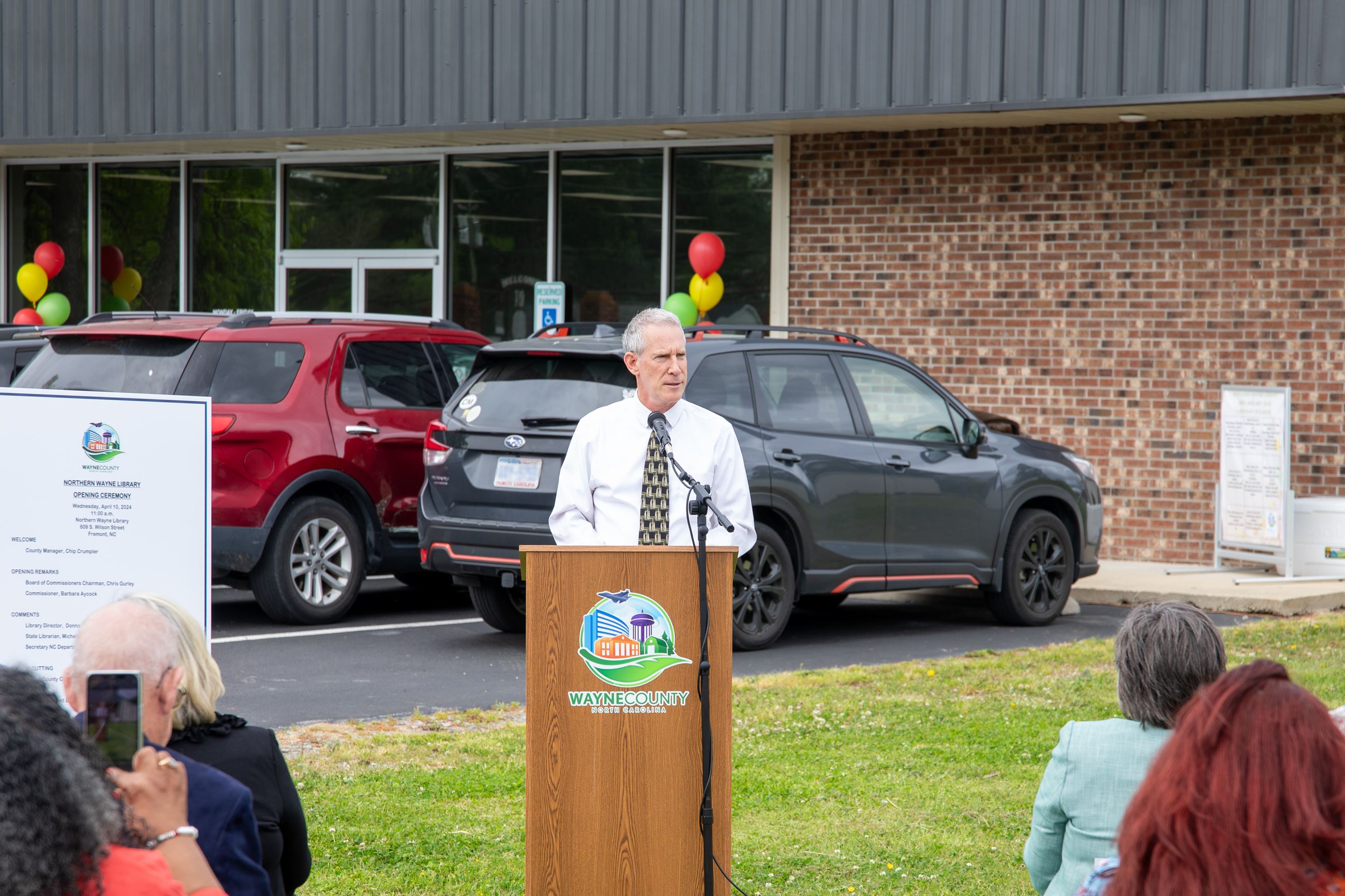 Secretary NC Department of Natural Cultural Resources D. Reid Wilson speaking at podium